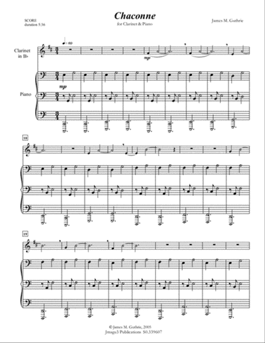 Guthrie: Chaconne for Clarinet & Piano