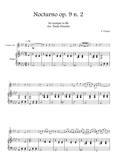 Nocturno op. 9 no. 2 (trumpet in Bb and piano - SIMPLIFIED) CHOPIN