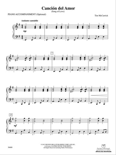 Canción del Amor: Piano Accompaniment