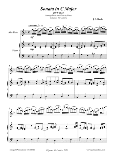 BACH: Sonata BWV 1033 for Alto Flute & Piano