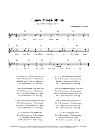 I Saw Three Ships (Key of A-Flat Major)