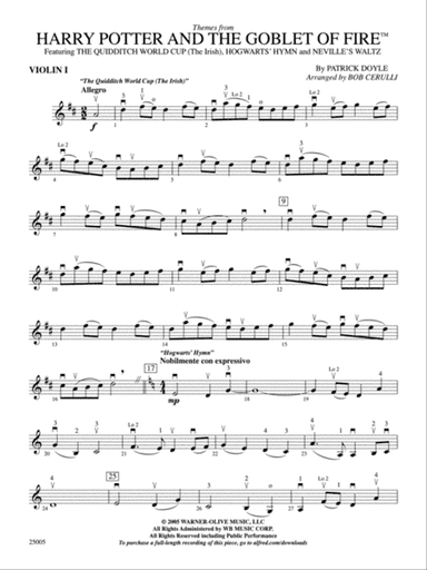 Harry Potter and the Goblet of Fire,™ Themes from: 1st Violin