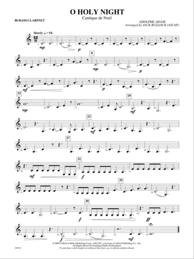 O Holy Night (Cantique de Noel): B-flat Bass Clarinet