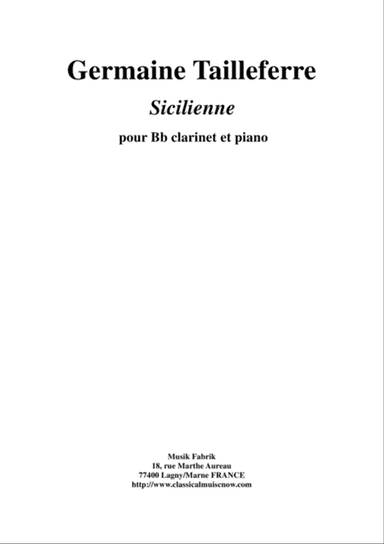 Germaine Tailleferre: Sicilienne for clarinet and piano