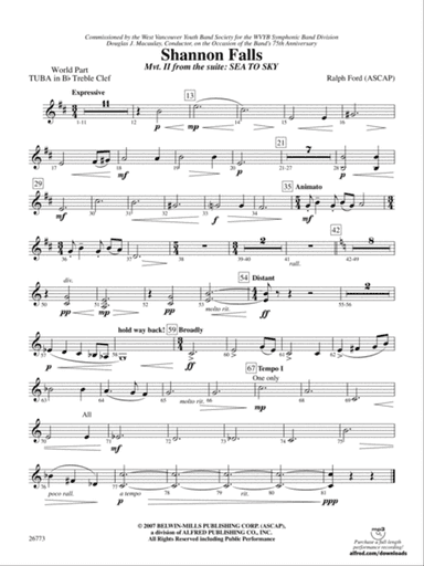 Shannon Falls (Movement 2 from Sea to Sky): (wp) B-flat Tuba T.C.