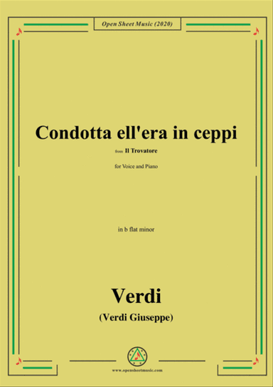 Verdi-Condotta ell'era in ceppi,in b flat minor,for Voice and Piano