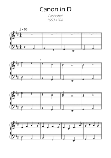 Canon in D - Pachelbel Easy piano