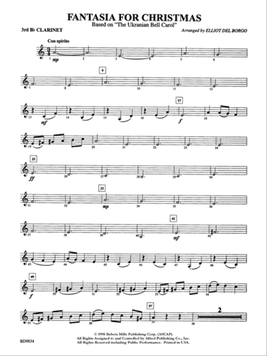 Fantasia for Christmas (based on "The Ukranian Bell Carol"): 3rd B-flat Clarinet