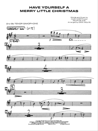 Have Yourself a Merry Little Christmas: 2nd B-flat Tenor Saxophone