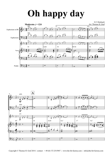 Oh happy day - Key: F - Gospel - Organ and Euphonium