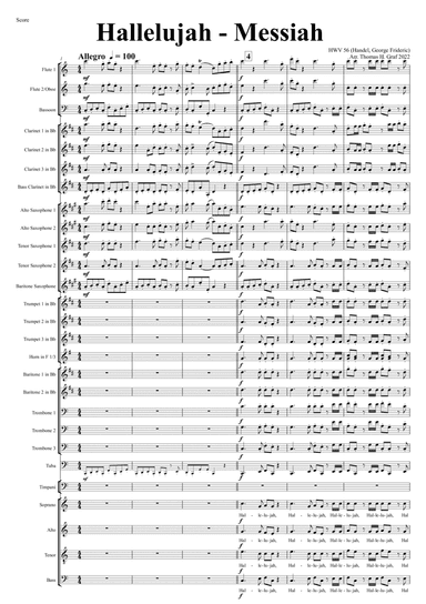 Messiah - Hallelujah - HWV 56 - Concert Band with Choir - C - Score Only