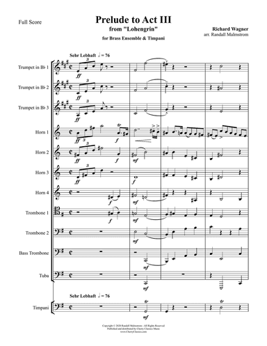 Prelude to Act III from Lohengrin for 11-part Brass Ensemble