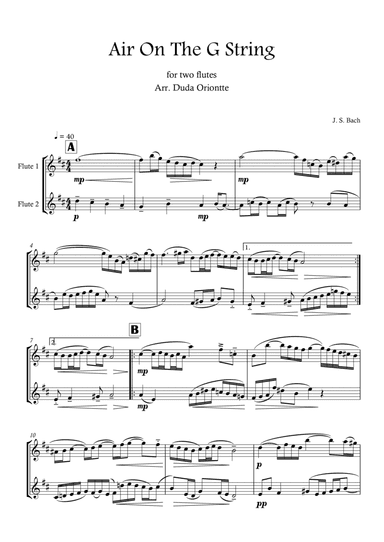 Air On The G String (Flute Duo) Bach
