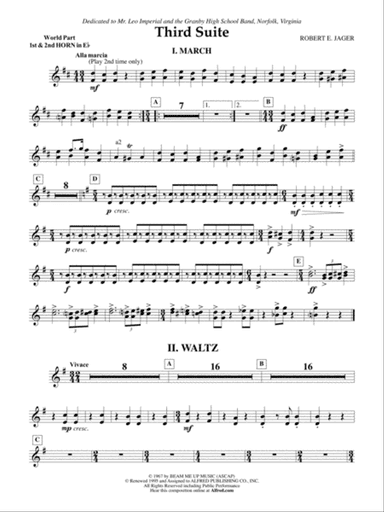Third Suite (I. March, II. Waltz, III. Rondo): (wp) 1st Horn in E-flat