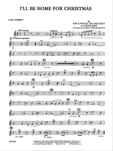 I'll Be Home for Christmas: 1st B-flat Trumpet