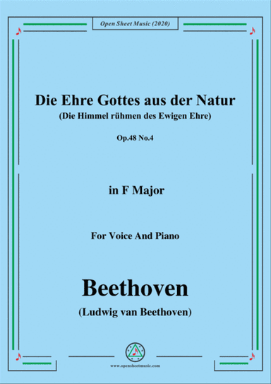 Beethoven-Die Ehre Gottes aus der Natur,in F Major,for Voice and Piano