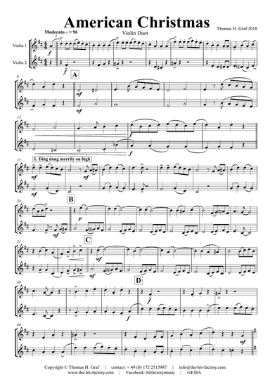 American Christmas - Mash up Rondo of best Christmas Songs - Violin Duet