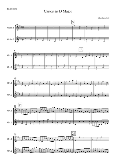 Canon in D Major (Johann Pachelbel) for Violin Duo