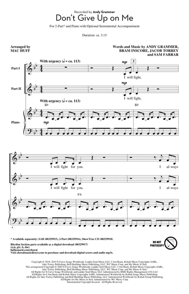 Don't Give Up On Me (arr. Mac Huff)