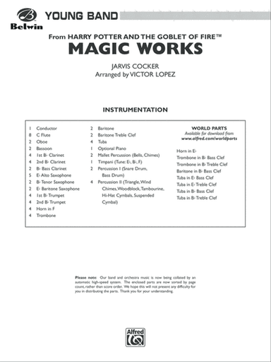 Magic Works (from Harry Potter and the Goblet of Fire): Score
