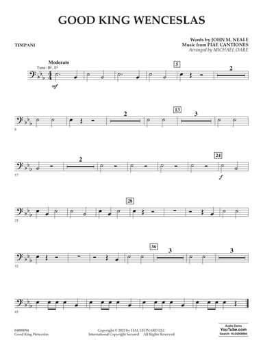 Good King Wenceslas (arr. Michael Oare) - Timpani