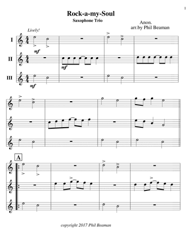 Rock-a-my-Soul - Saxophone Trio