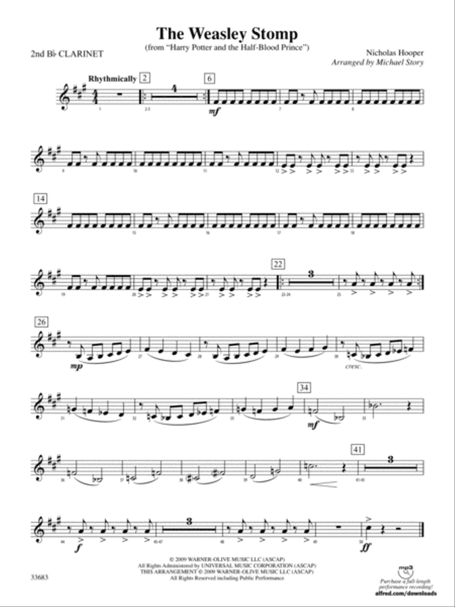 The Weasley Stomp (from Harry Potter and the Half-Blood Prince): 2nd B-flat Clarinet
