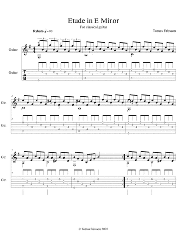 Etude in E Minor with Tablature