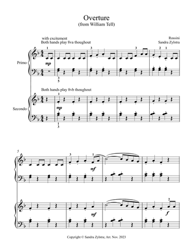 Overture (from William Tell) (late elementary piano duet)