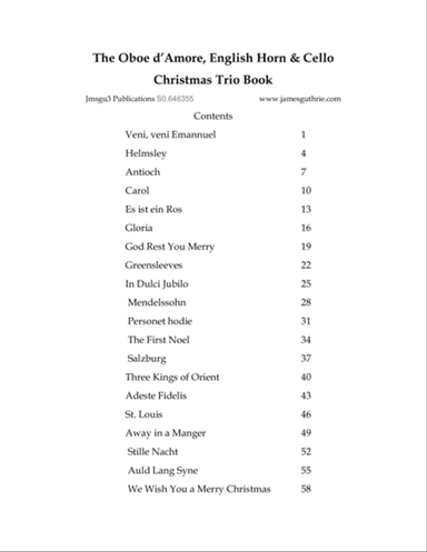 The Oboe d'Amore, English Horn & Cello Christmas Trio Book