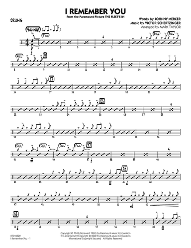 I Remember You (arr. Mark Taylor) - Drums