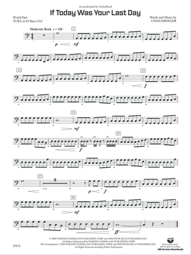 If Today Was Your Last Day: (wp) E-flat Tuba B.C.