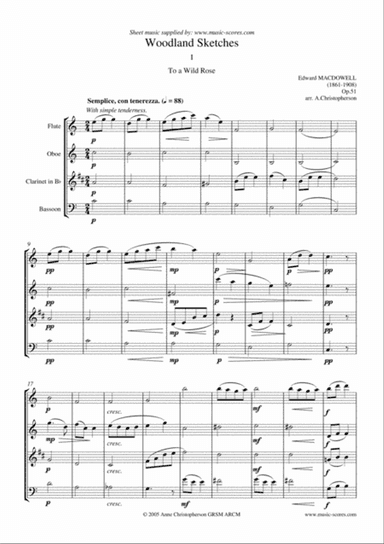 To a Wild Rose - Wind Quartet