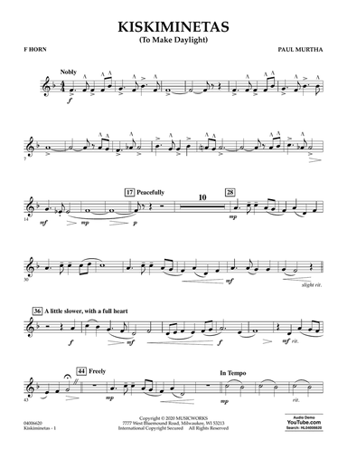 Kiskiminetas (To Make Daylight) - F Horn