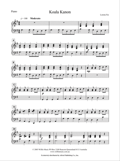 Koala Kanon: Piano Accompaniment