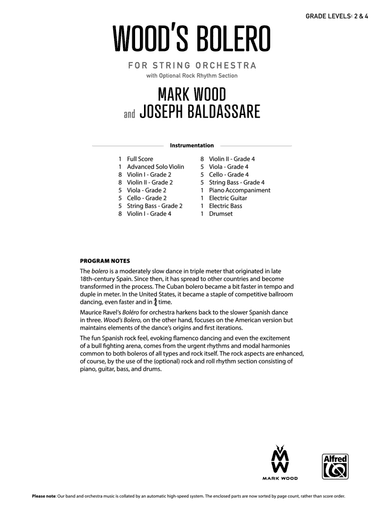 Wood's Bolero: Score