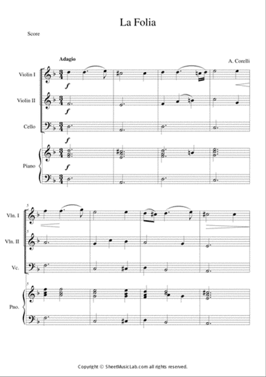 La Folia (Sonata Op. 5 #12 in d minor) Easy Version