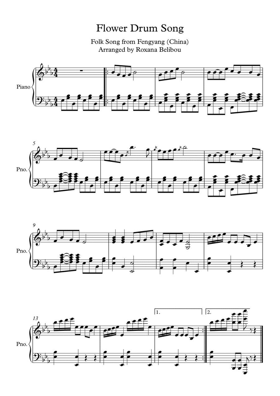 Chinese Folk Song Flower Drum Piano