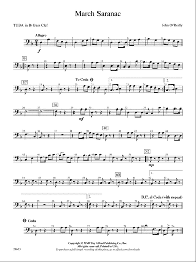 March Saranac: (wp) B-flat Tuba B.C.