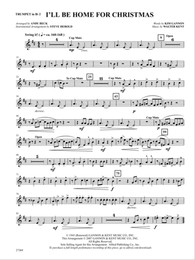 I'll Be Home for Christmas: 2nd B-flat Trumpet