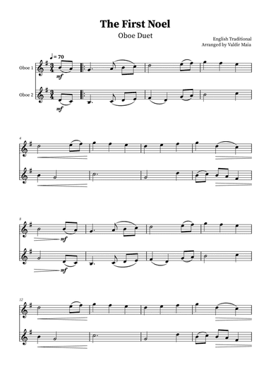 The First Noel - Oboe Duet