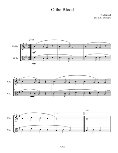 O The Blood (Violin and Viola Duet)