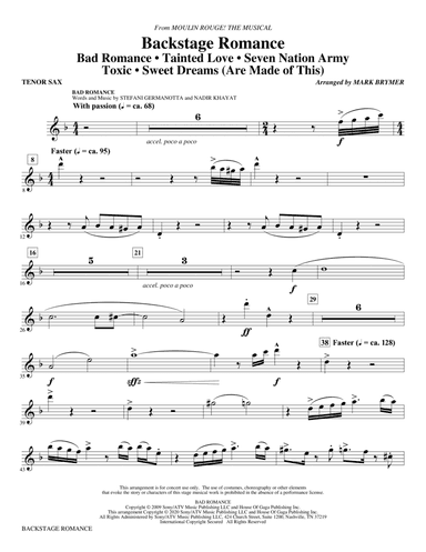 Backstage Romance (from Moulin Rouge! The Musical) - Bb Tenor Saxophone