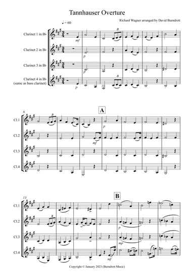 Tannhäuser Overture for Clarinet Quartet