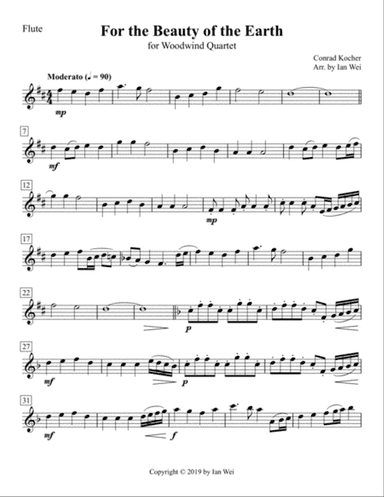 For the Beauty of the Earth for Woodwind Quartet