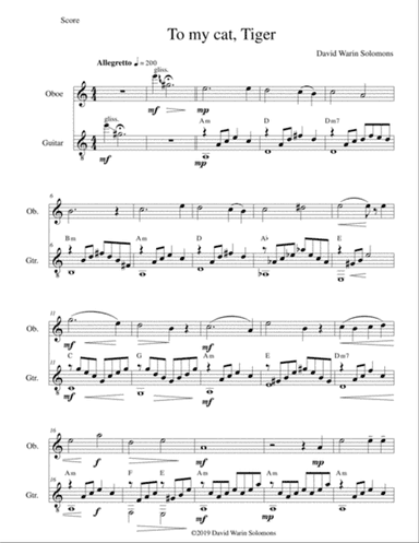 To My Cat, Tiger - for oboe and guitar