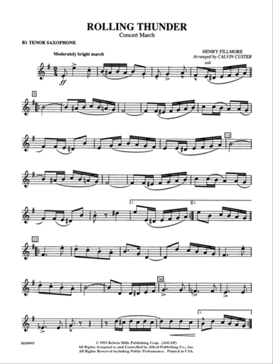 Rolling Thunder (Concert March): B-flat Tenor Saxophone