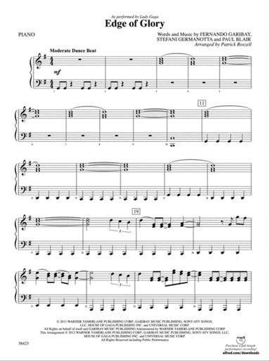 Edge of Glory: Piano Accompaniment