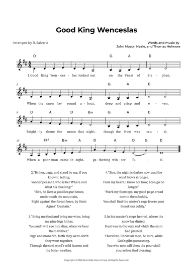 Good King Wenceslas (Key of D Major)