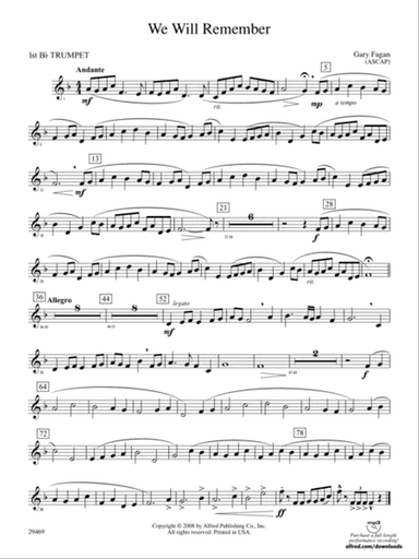We Will Remember: 1st B-flat Trumpet